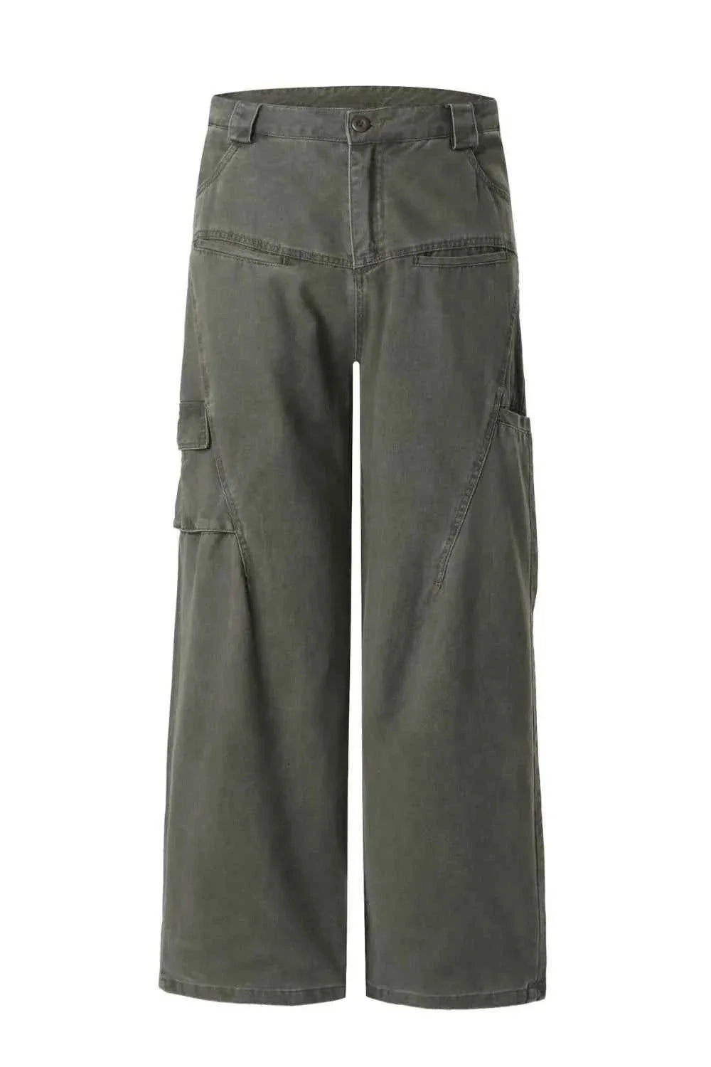 Olive Green Men's Wide Leg Cargo Utility Pants