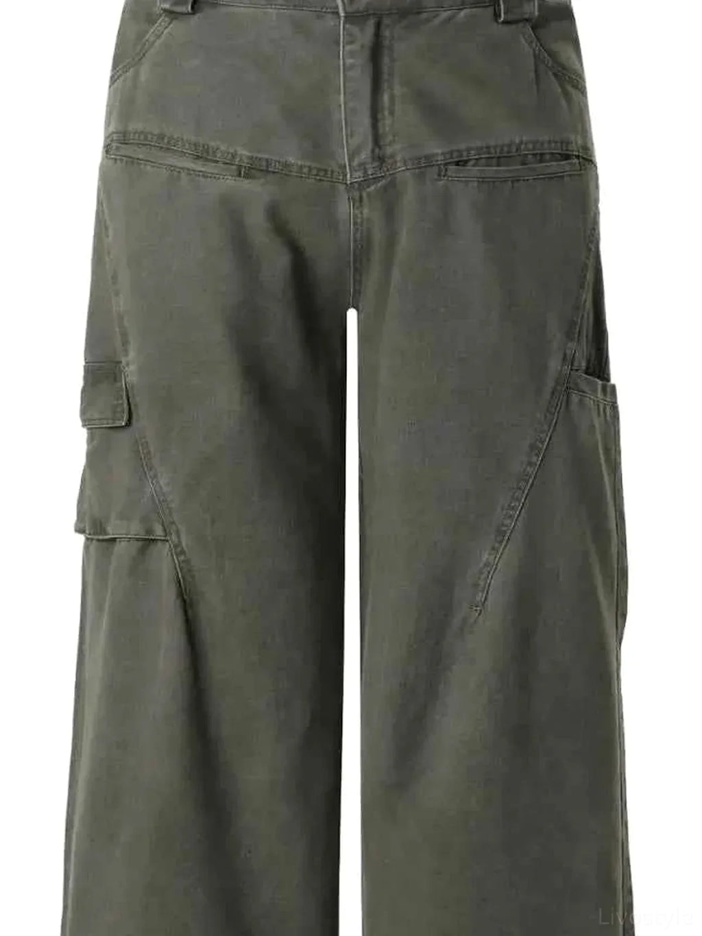 Olive Green Men's Wide Leg Cargo Utility Pants