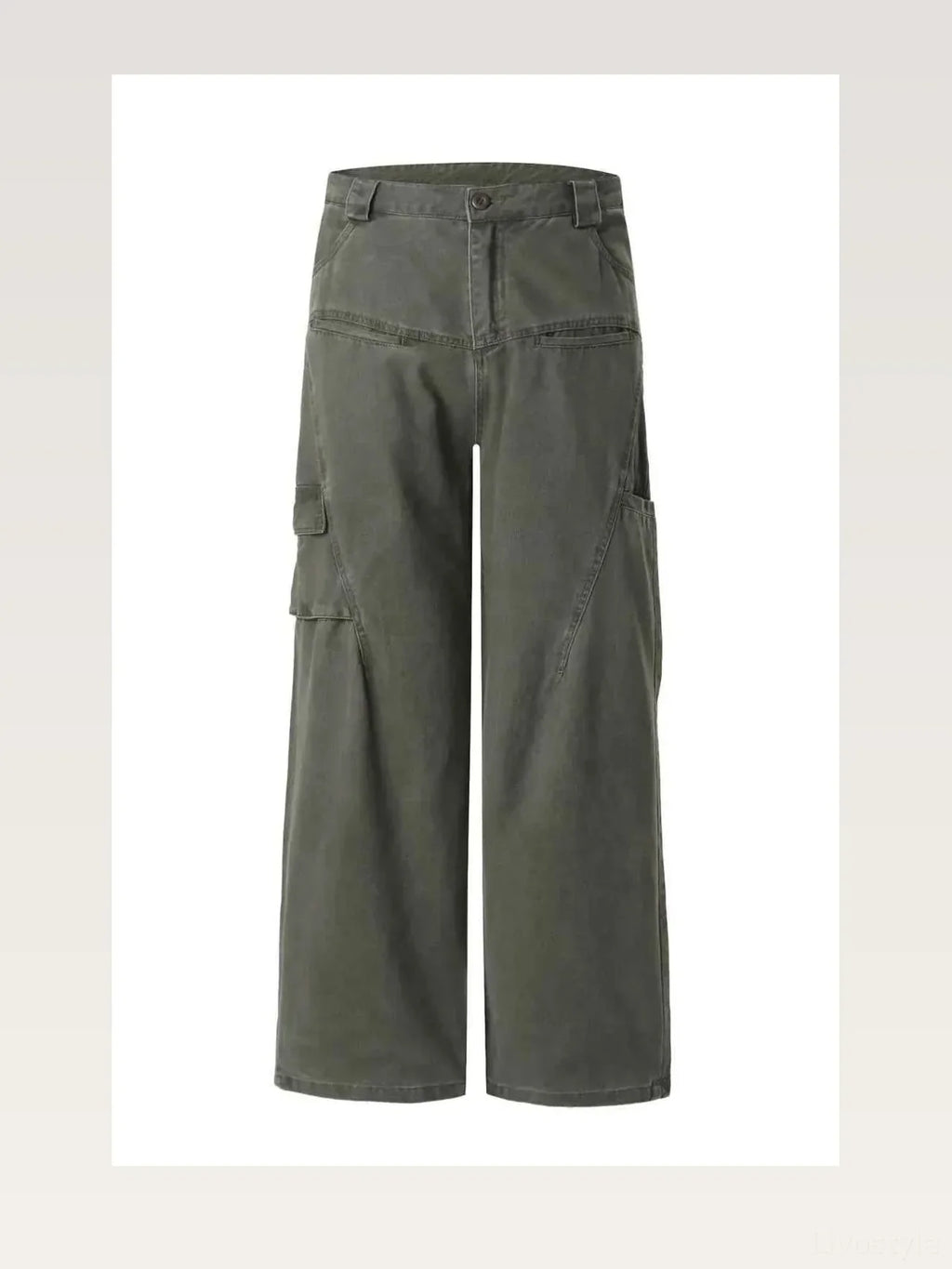 Olive Green Men's Wide Leg Cargo Utility Pants