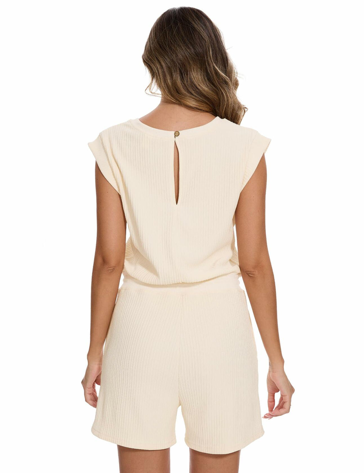 WUMU One Piece Outfit Beige Womens Romper Jumpsuit Size Small